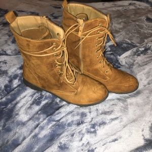 Brown combat boots